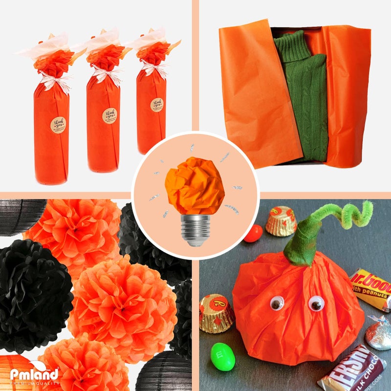 PMLAND Orange Tissue Paper 26 x 20 Inches â€“ 60 Sheets Large Size Wrapping Paper Bigger Than Standard 14 x 20 for Gift Wrap Bags Boxes Crafts and Decorations - Image 5